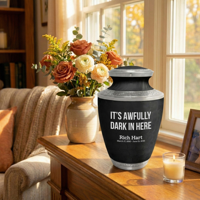 Its Awfully Dark in Here Cremation Urn - Ebony Black