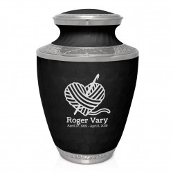 Crochet Heart Cremation Urn - Ebony Black