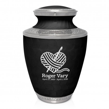Crochet Heart Cremation Urn - Ebony Black