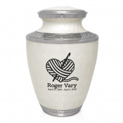 Crochet Heart Cremation Urn - Radiant White