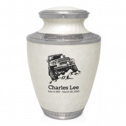 Offroad Truck Cremation Urn - Radiant White
