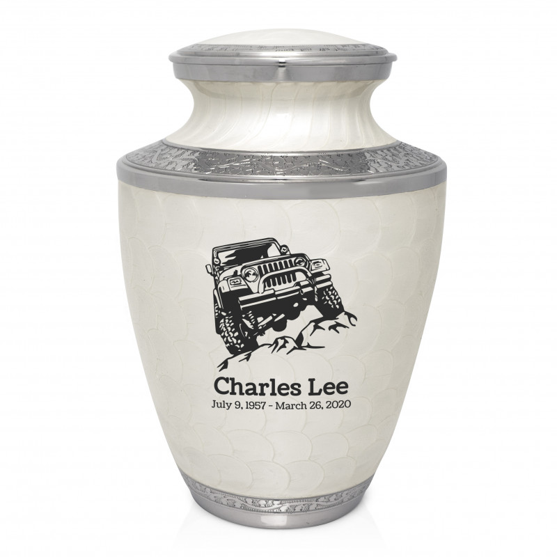 Offroad Truck Cremation Urn - Radiant White