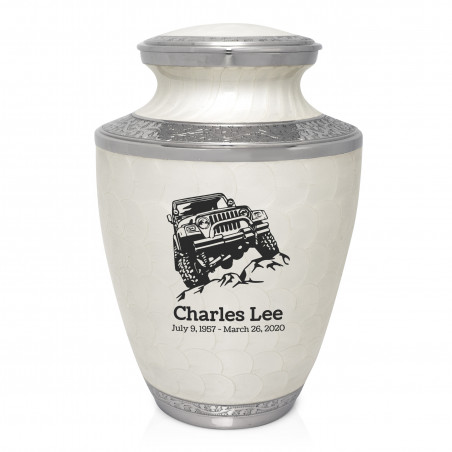Offroad Truck Cremation Urn - Radiant White