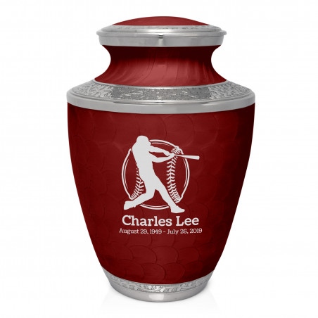 Baseball Cremation Urn - Rose Red