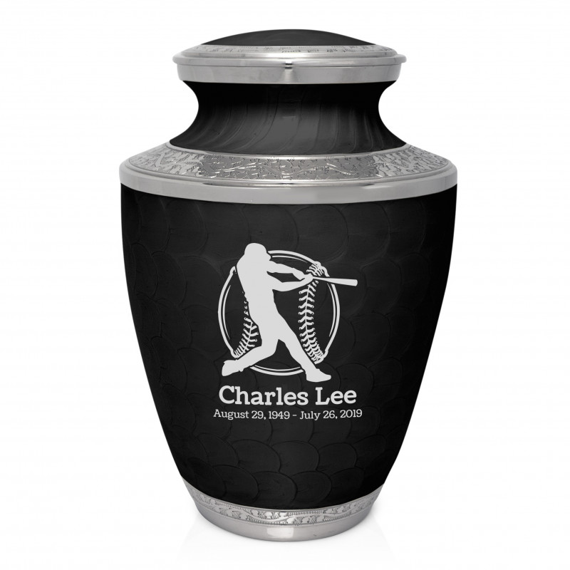 Baseball Cremation Urn - Ebony Black