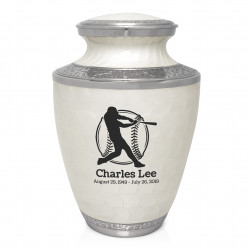 Baseball Cremation Urn - Radiant White