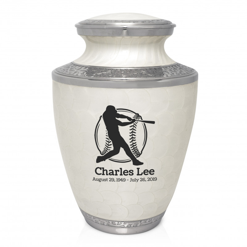 Baseball Cremation Urn - Radiant White