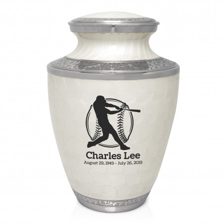Baseball Cremation Urn - Radiant White