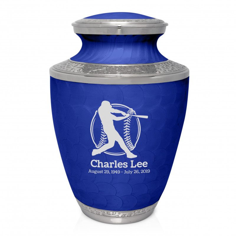 Baseball Cremation Urn - Royal Blue