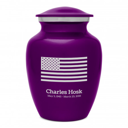 American Flag Sharing Urn - Purple Luster