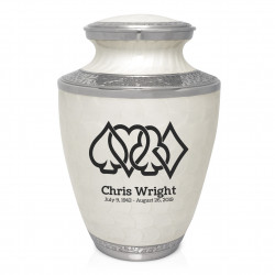 Card Suits Cremation Urn - Radiant White
