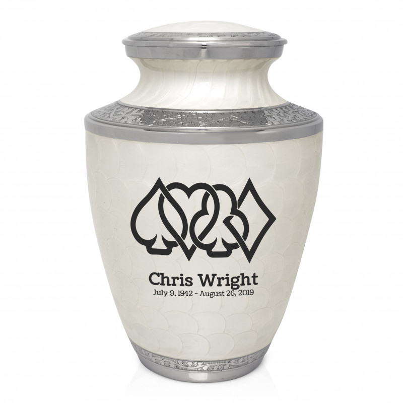 Card Suits Cremation Urn - Radiant White