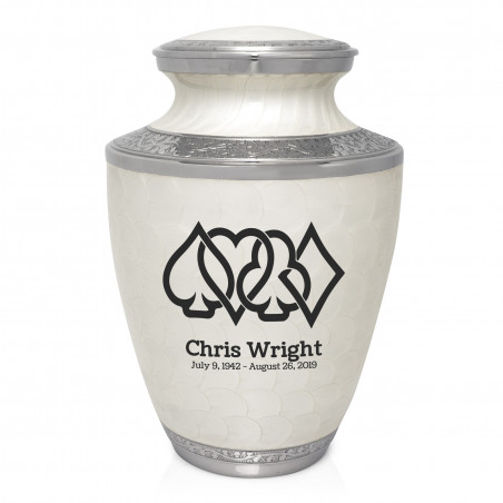 Card Suits Cremation Urn - Radiant White