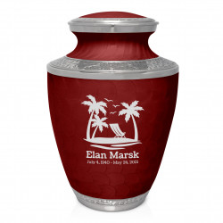 Tropical Beach Cremation Urn - Rose Red