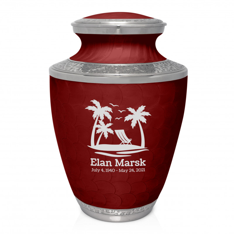 Tropical Beach Cremation Urn - Rose Red