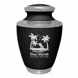 Tropical Beach Cremation Urn - Ebony Black