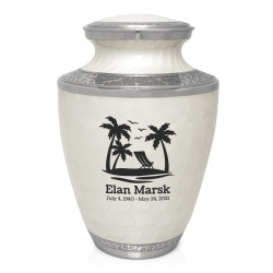 Tropical Beach Cremation Urn - Radiant White