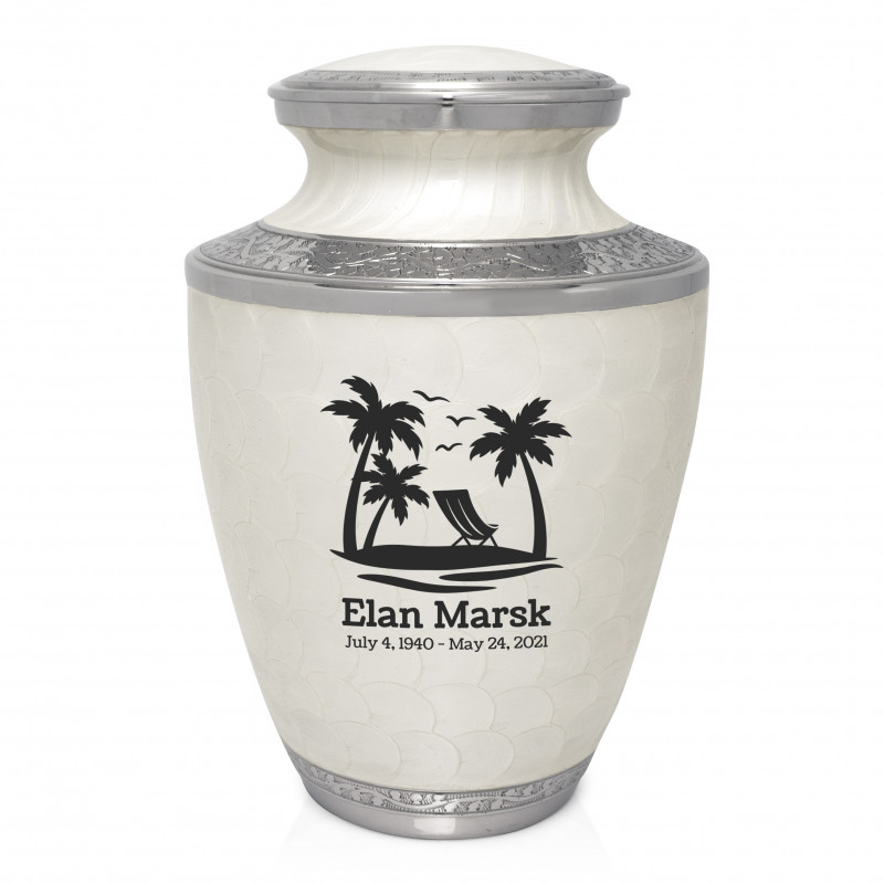 Tropical Beach Cremation Urn - Radiant White