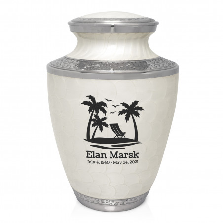 Tropical Beach Cremation Urn - Radiant White