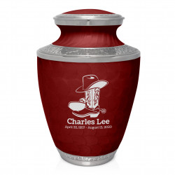 Cowboy Boots Cremation Urn - Rose Red
