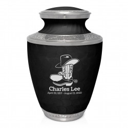 Cowboy Boots Cremation Urn - Ebony Black