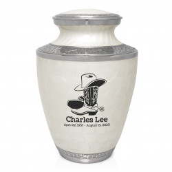 Cowboy Boots Cremation Urn - Radiant White