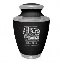 His Grace Is Enough Cremation Urn - Ebony Black