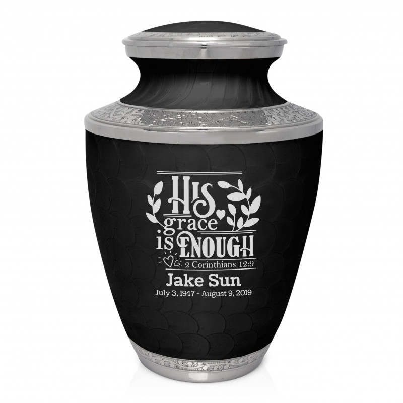 His Grace Is Enough Cremation Urn - Ebony Black