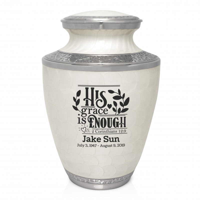 His Grace Is Enough Cremation Urn - Radiant White