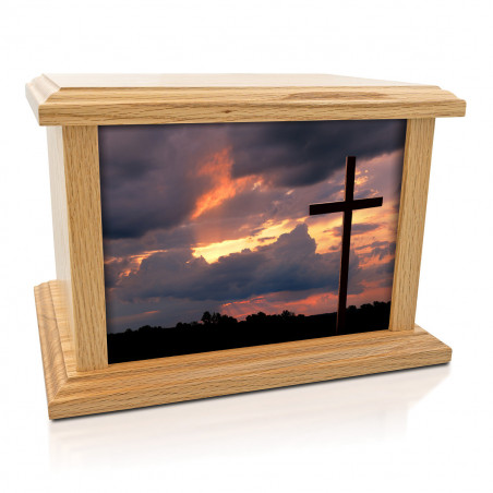 Cross Cremation Urn - Prestige Oak