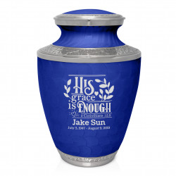 His Grace Is Enough Cremation Urn - Royal Blue