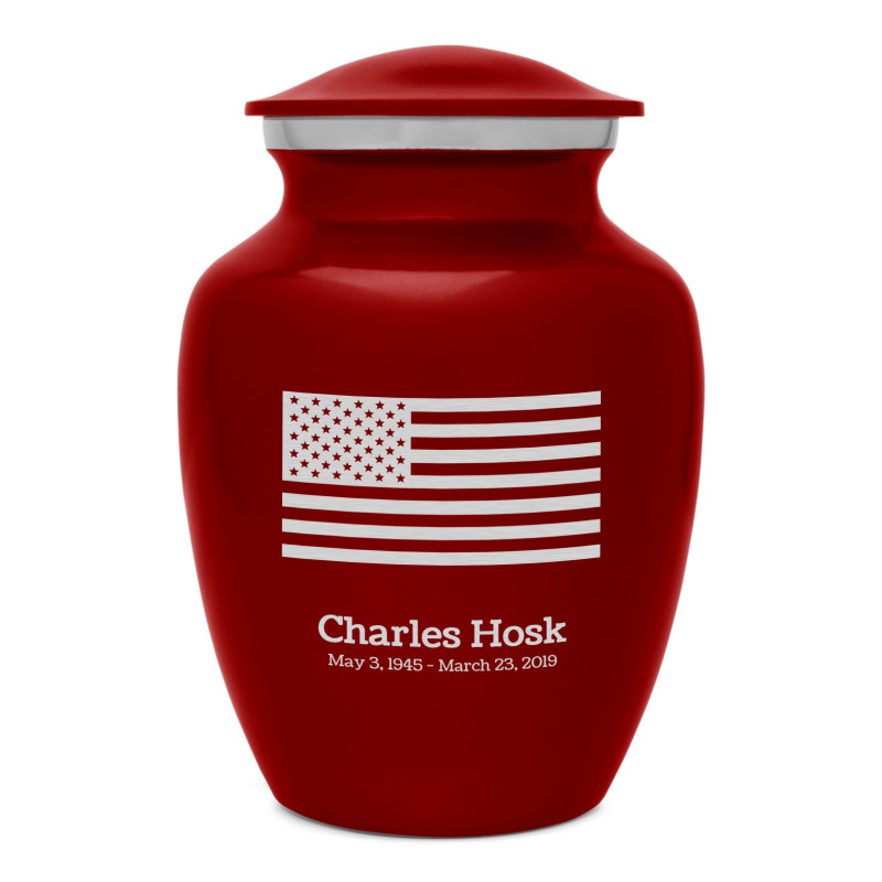 American Flag Sharing Urn - Ruby Red