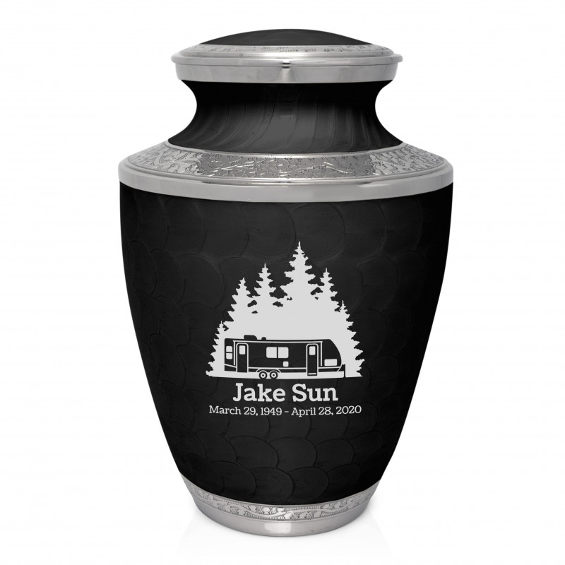 Fifth Wheel Camper Cremation Urn - Ebony Black