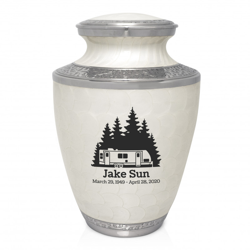 Fifth Wheel Camper Cremation Urn - Radiant White