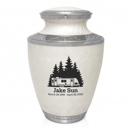 Fifth Wheel Camper Cremation Urn - Radiant White