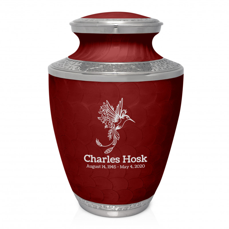 Natures Peace Hummingbird Cremation Urn - Rose Red