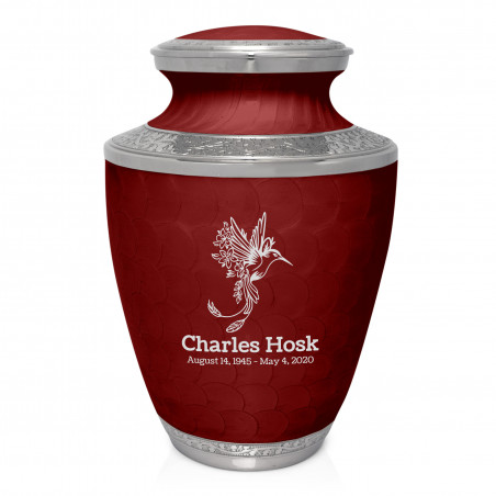Natures Peace Hummingbird Cremation Urn - Rose Red
