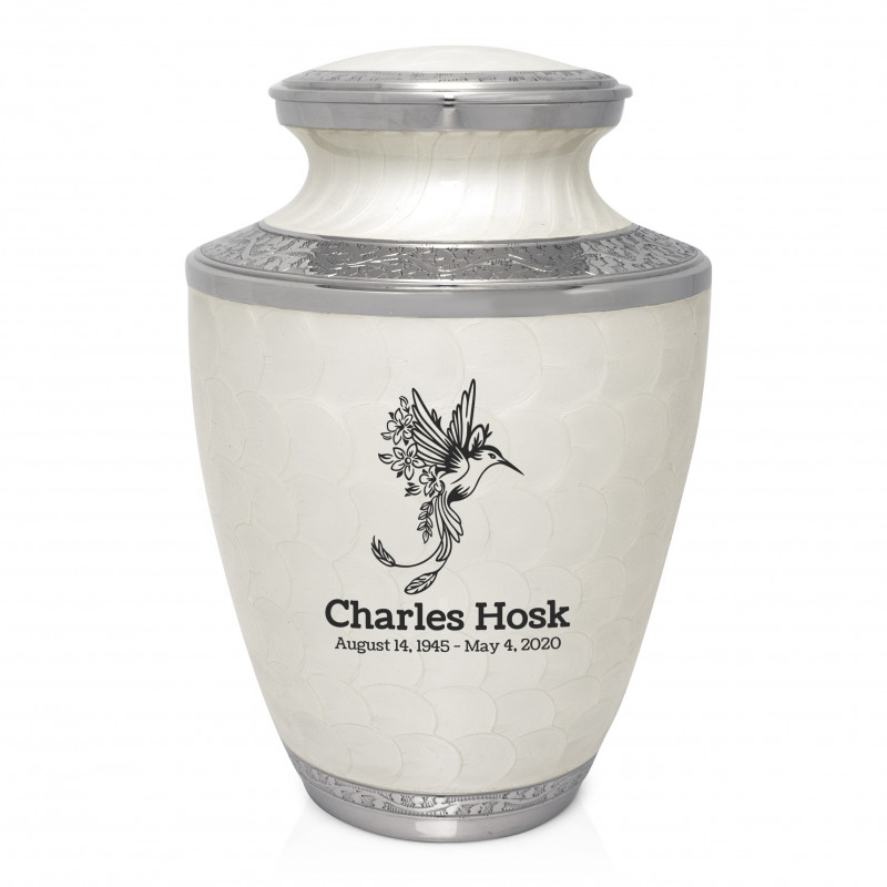 Natures Peace Hummingbird Cremation Urn - Radiant White