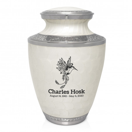 Natures Peace Hummingbird Cremation Urn - Radiant White