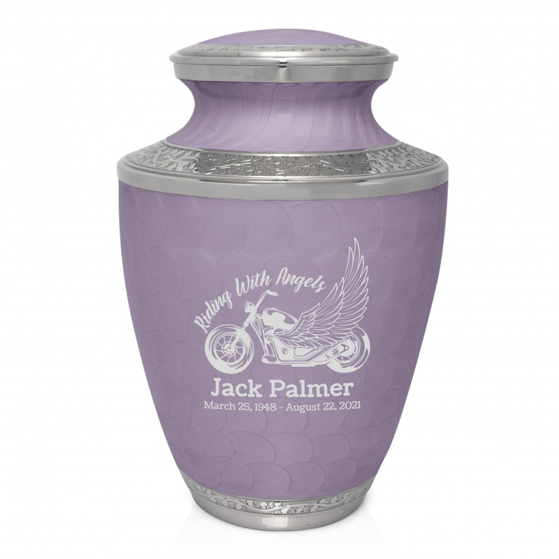 Riding with Angels Motorcycle Cremation Urn - Regal Purple