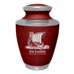 Viking Ship Cremation Urn - Rose Red