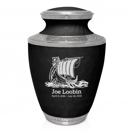 Viking Ship Cremation Urn - Ebony Black