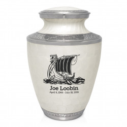 Viking Ship Cremation Urn - Radiant White