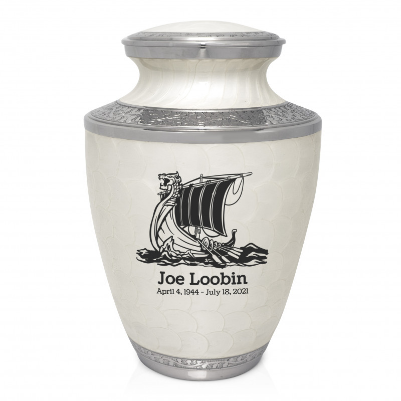 Viking Ship Cremation Urn - Radiant White