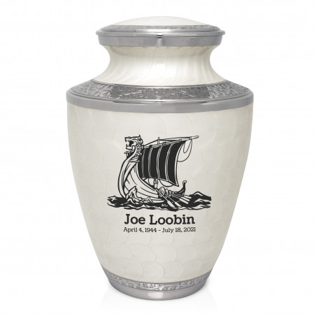 Viking Ship Cremation Urn - Radiant White