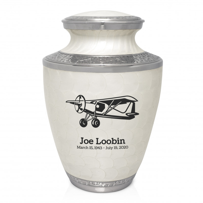 Bush Plane Cremation Urn - Radiant White
