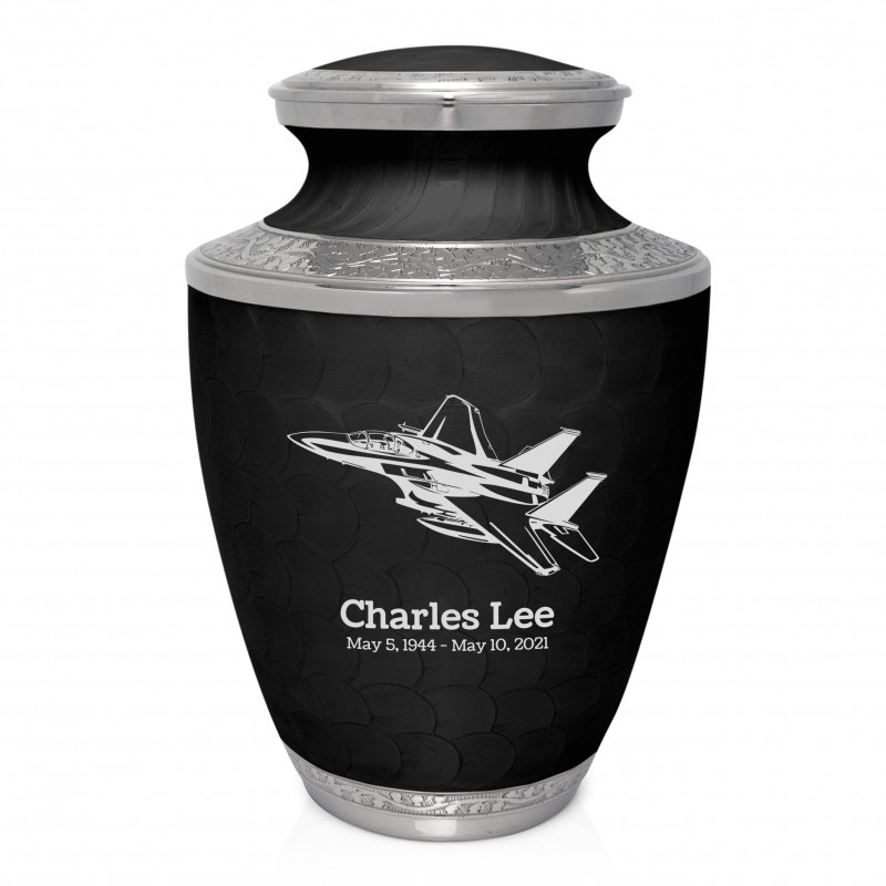 Fighter Jet Plane Cremation Urn - Ebony Black