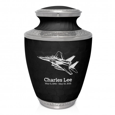 Fighter Jet Plane Cremation Urn - Ebony Black