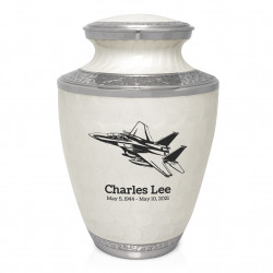 Fighter Jet Plane Cremation Urn - Radiant White
