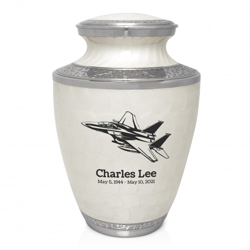 Fighter Jet Plane Cremation Urn - Radiant White